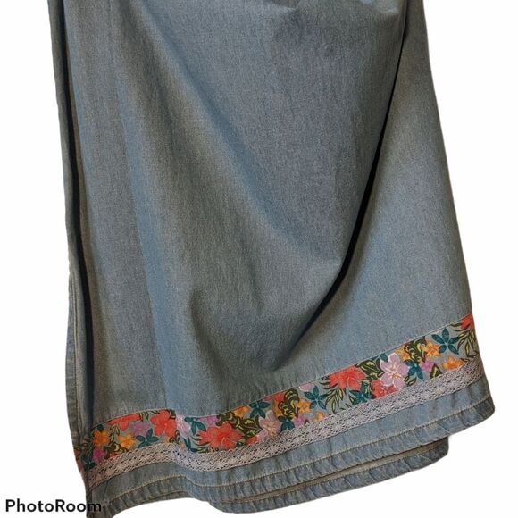 Bleu Bayou 2 PC jumper set size large vintage denim chambray embroidered modest - Picture 12 of 14